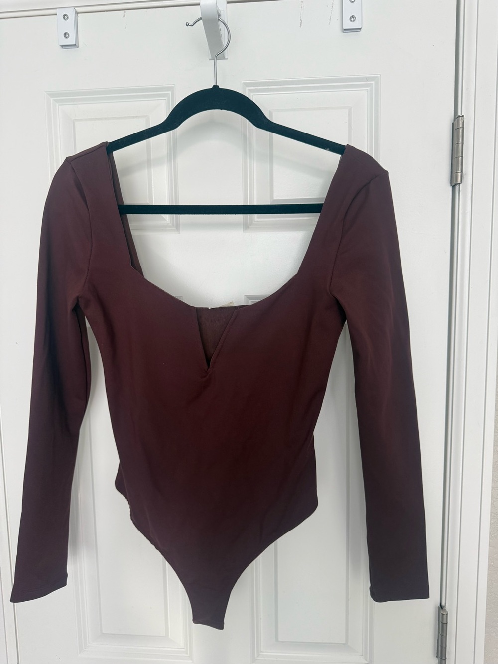 Free People Intimately Brown Long Sleeve Bodysuit Small Square Neck